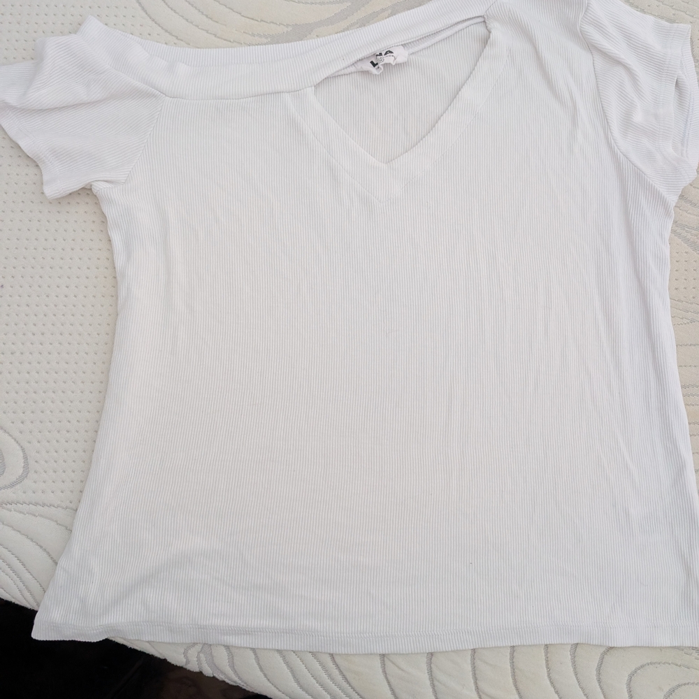 LNA White Kane Top, Off Shoulder, Cutout, Size Medium